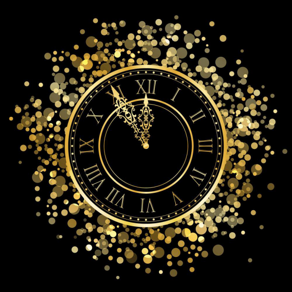 gold-colored analog clock digital illustration, New Years Eve Countdown Clock, Golden dream clock, golden Frame, computer Wallpaper, digital Clock png